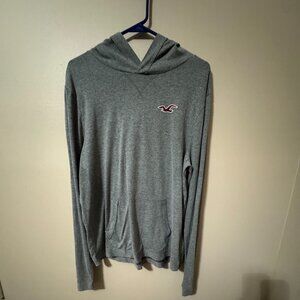249 — Hollister Gray Knit Hoodie | Soft Lightweight Logo Pullover